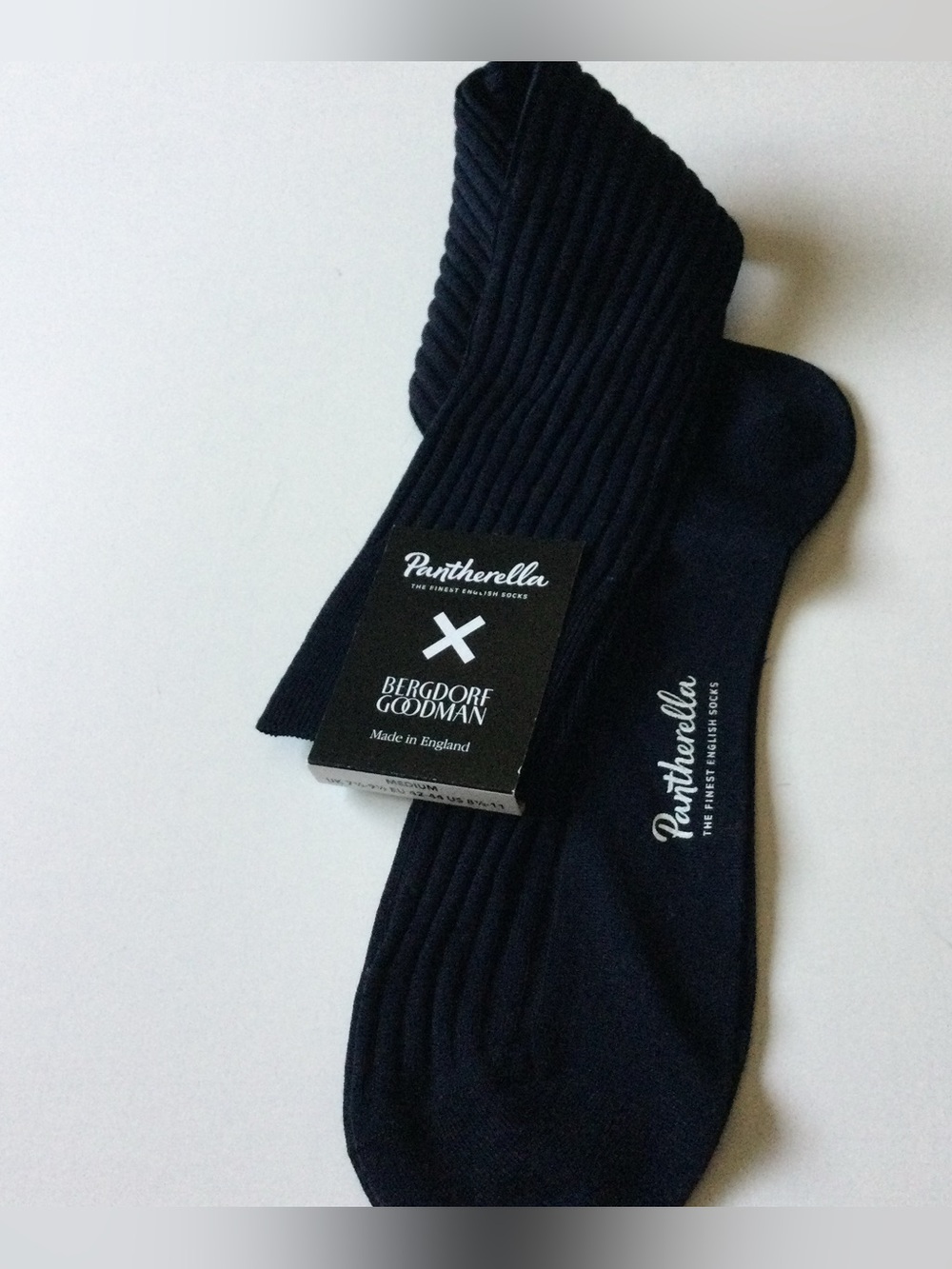 PANTHERELLA MENS COTTON RIB KNEE HIGH SOCKS NAVY BLUE US MEDIUM 8.5-11 EU 42-44